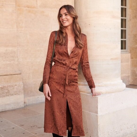Sezane Clemence Dress Mocha Size 38 - Picture 1 of 2